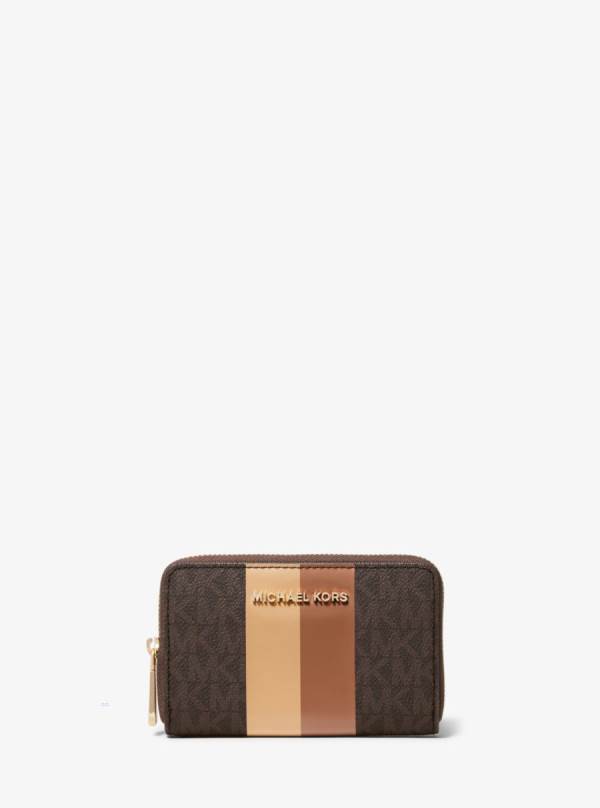 Damske Penazenky Michael Kors Small Logo Stripe Hnede - Doplnky Michael Kors Obchod | UJWAR-3718